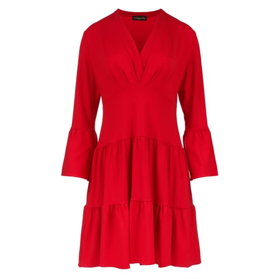 Red Jersey Tiered Dress
