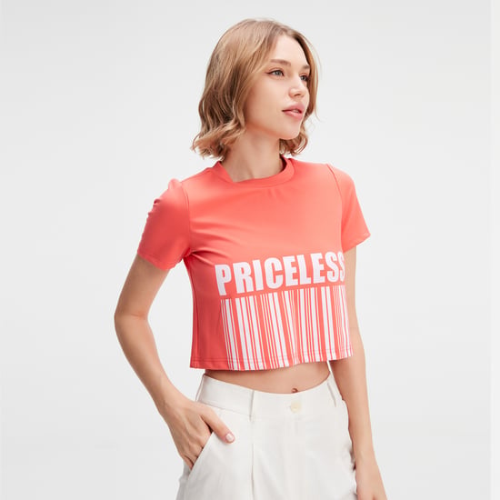 Typo print crop t-shirt - Image 1