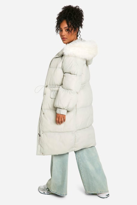 Plus Faux Fur Hood Padded Parka - Image 2