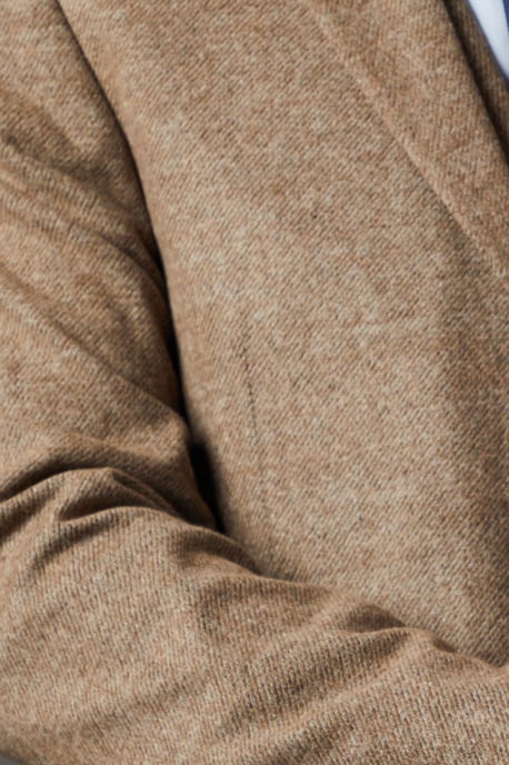 Light Brown Tweed Look Tailored Fit Suit Jacket