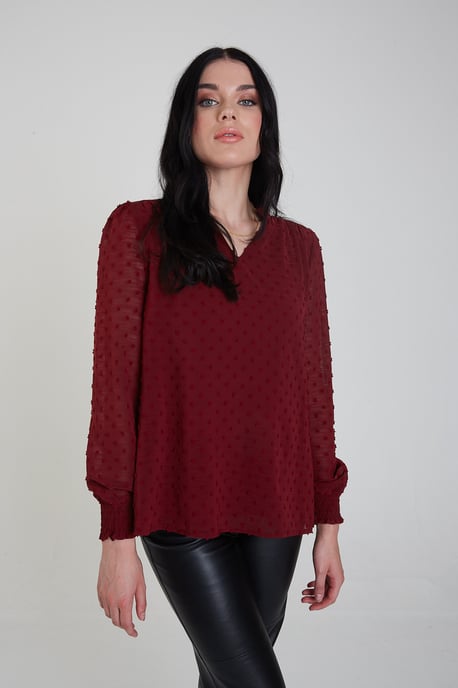 Dobby chiffon blouse met lange mouwen - Image 2