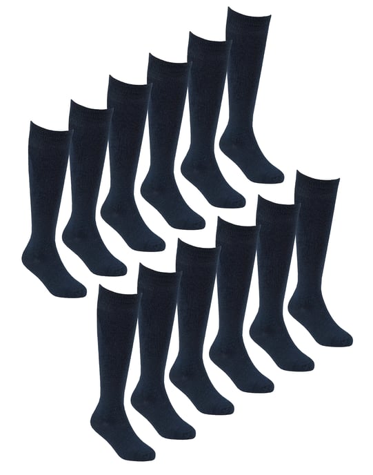 Sock Snob - 12 Paar Meisjes Bamboe Kniekousen, Lange Schoolkousen voor Kinderen - Marineblauw - Image 1