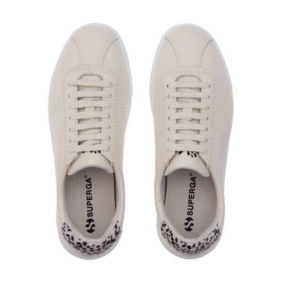 Superga Dames/Dames 2843 Club S Dalmatiërprint Tumbled Leather Trainers (Beige Gesso) - Image 4