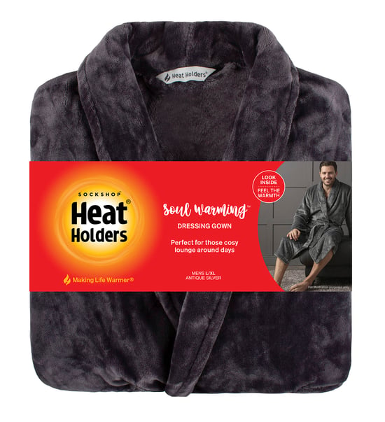 Heat Holders - Zachte Warme Heren Badjas - Antiek Zilver - Image 2