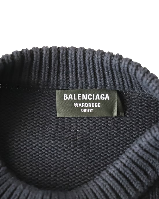 Balenciaga Oversized Borduur College Logo Crewneck in Marineblauwe Katoen - Image 4