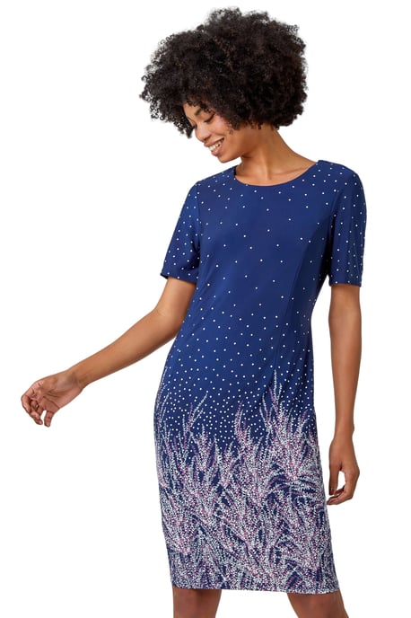 Border Print Floral Shift Dress - Image 1