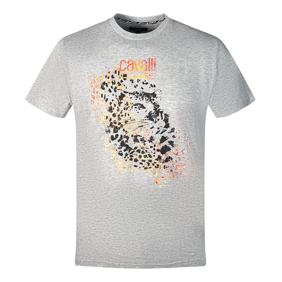 Cavalli Class Luipaardprint Silhouet Grijze T-Shirt - Image 1