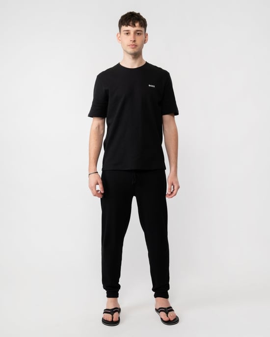 BOSS Orange Waffle Pants Mens Cotton-Blend Pyjama Bottoms with Embroidered Logo