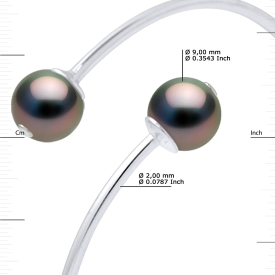 DIADEMA - Bracelet - You & Me - Silver - 2 Real Tahitian Pearls