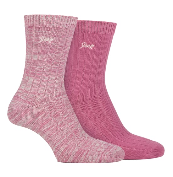 Dames Wandelsokken | Jeep | 2-Pack Hoogwaardige Polyester Hardloopsokken - Cerise / Crème - Image 1