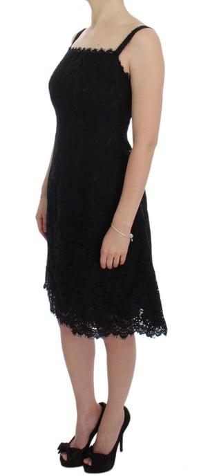 Dolce & Gabbana Dames Zwarte Bloemen Kant Shift Jurk Tot de Knie - Image 2