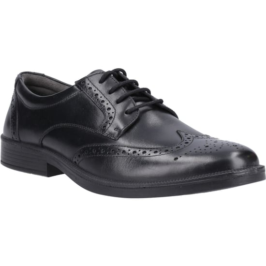 Hush Puppies Nolan Leer Heren Zwart Brogues Schoenen - Image 1