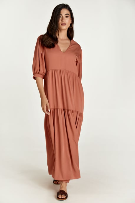 Terracotta V Neck Maxi Dress