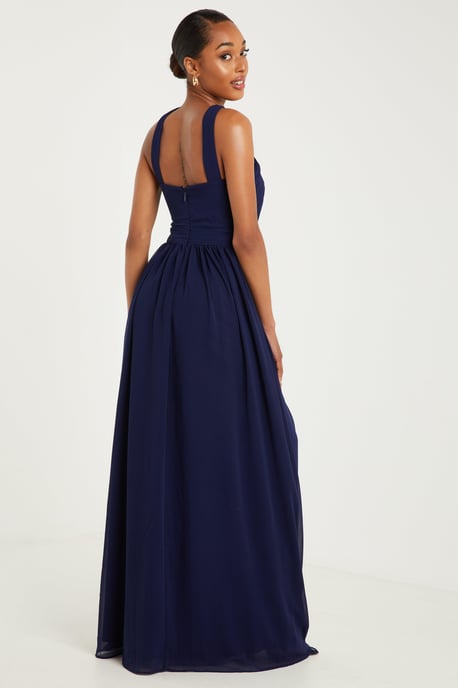 Navy Chiffon Maxi Dress