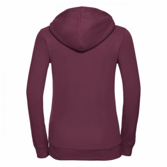 Russell Dames Premium Authentieke Hoodie met rits (3-laagse stof) (Bourgondië) - Image 2