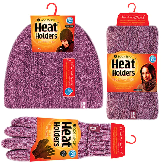 Heat Holders dameshoed, nekwarmer handschoenen set - Roos - Image 2