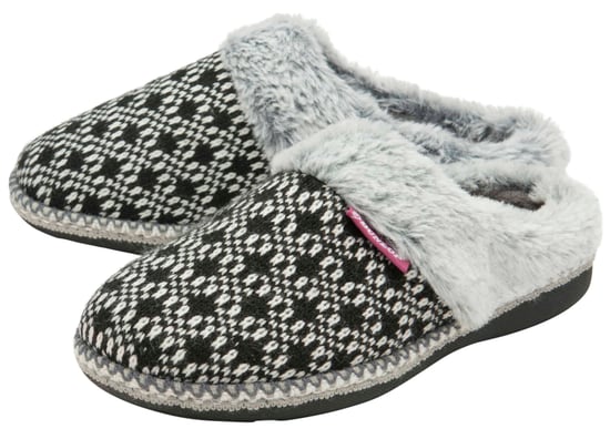 Dunlop - Dames Schattige Gezellige Pluche Geheugenfoam Gebreide Slippers Met Open Achterkant Muiltjes - Image 2