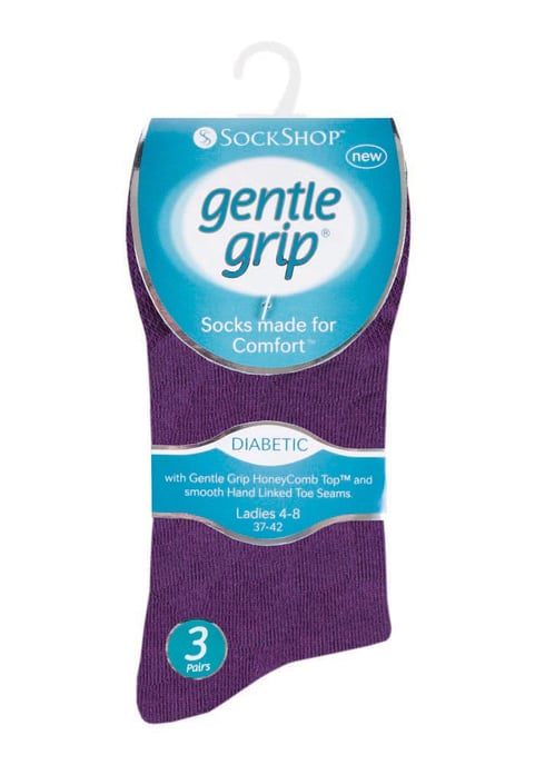 Gentle Grip - 6 paar diabetische damessokken - Paars 38 - Image 2