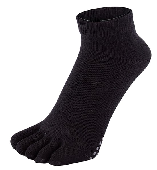 TOETOE - Heren & Dames Yoga / Pilates Antislip Vochtregulerende Lage Teen Sokken - Zwart - Image 1