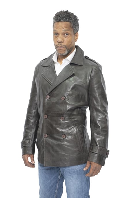Mens Leather Peacoat-Amara