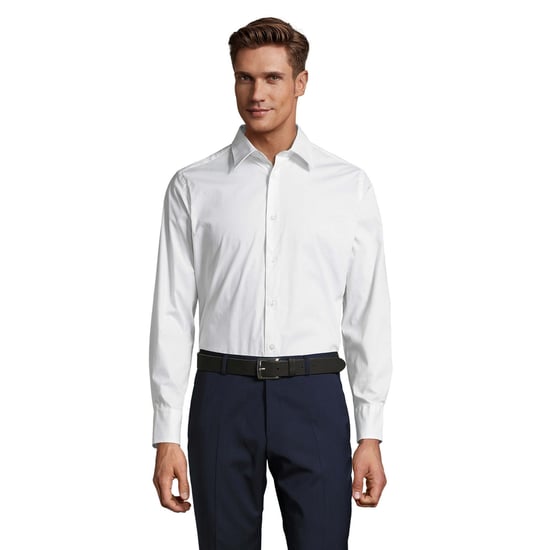 SOLS Heren Brighton Stretch Business Shirt met lange mouwen (Wit) - Image 1