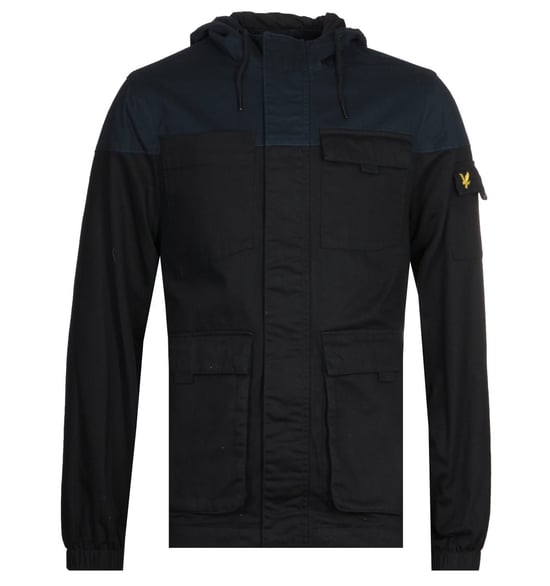 Lyle & Scott gitzwart jack met contrasterend juk - Image 1