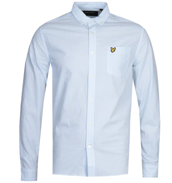 Lyle & Scott Seersucker Poolblauw overhemd met lange mouwen - Image 1