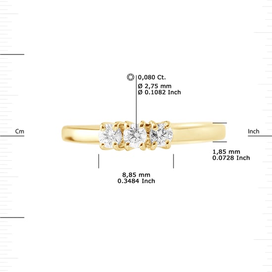 DIADEMA - Ring - Trilogy Diamond - Yellow Gold