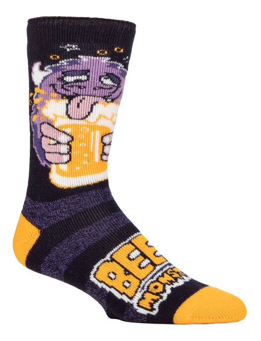 Mannelijke Gezellige Fleece- gevoerde Hobby Sokken | Noviteit Fluffy Thermo Sokken - Bier Monster - Image 1