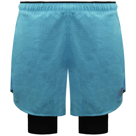 New Balance Q Speed 5inch Heren Blauw 2in1 Shorts - Image 2