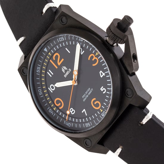 Shield Pascal Leather-Band Men's Diver Watch
