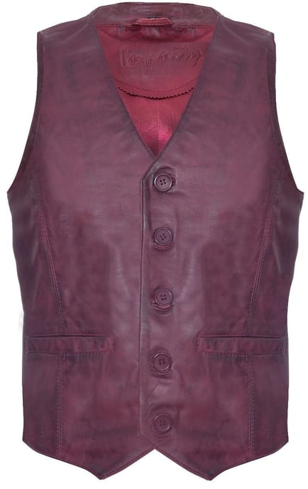 Bruinen lederen vest formeel traditioneel giletvest - Image 1