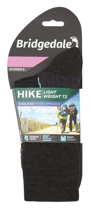Bridgedale - Womens Hiking Lightweight Boot Socks - Graphite / Mint