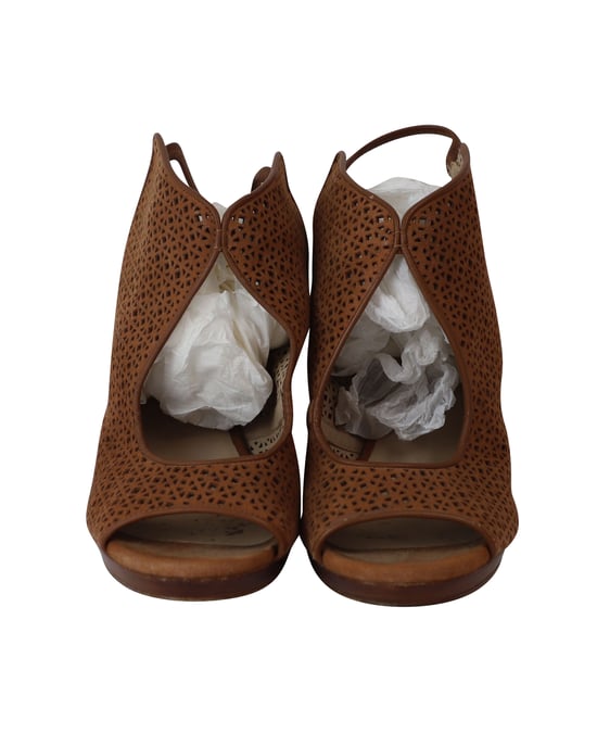 Tory Burch Laser Cut Peep-Toe Sandalen in Bruin Leer - Image 2