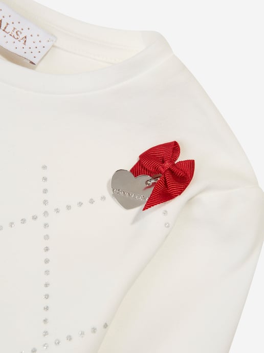 Monnalisa Girls Long Sleeve T-Shirt in White