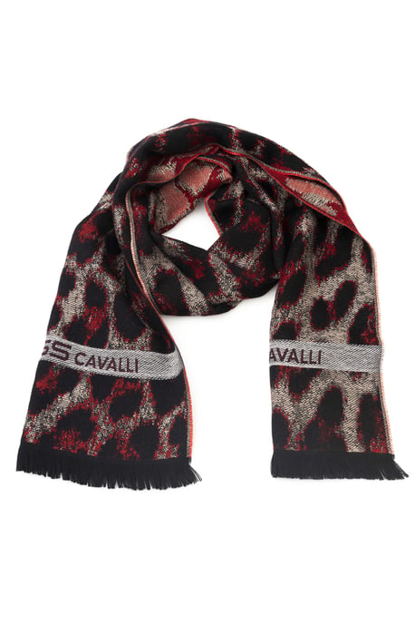 Cavalli Class Men's Burgundy Wool Scarf