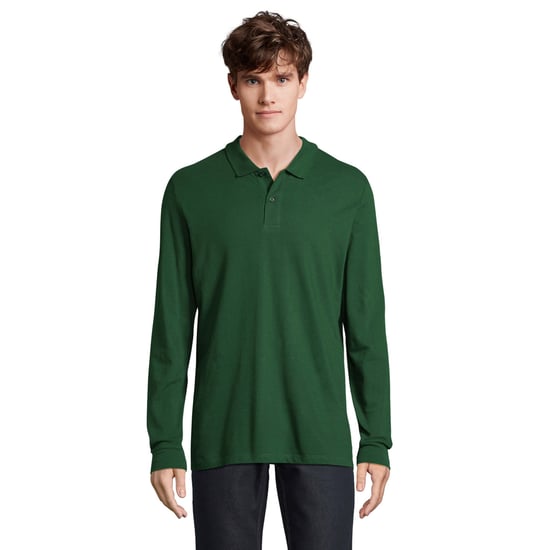 SOLS Heren Perfect Effen Piqué Poloshirt met Lange Mouwen (Fles groen) - Image 1