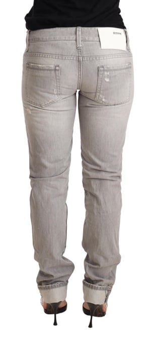 Acht Gray Tattered Cotton Slim Fit Jeans