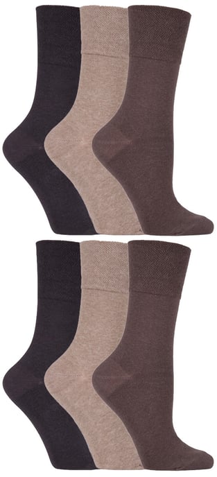 Gentle Grip - 6 paar diabetische damessokken - Brown 39 - Image 1