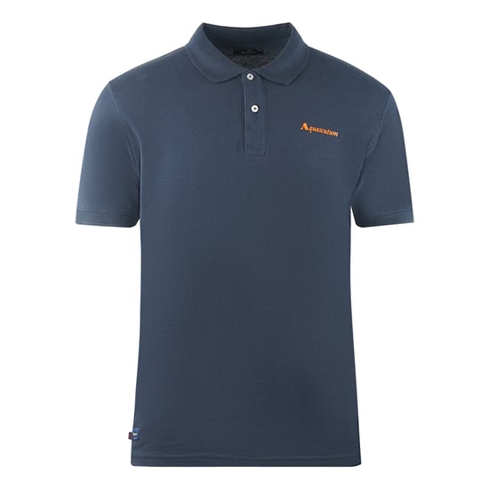 Aquascutum Brand Logo Plain Navy Blue Polo Shirt