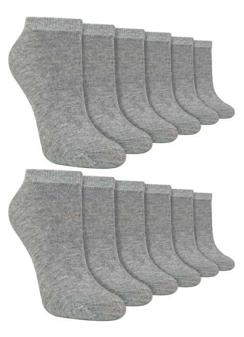 12 Paar Multipack Kinder Bamboe Trainer Sokken | Jongens Liner Sokken Ankle Wit - Grijs - Image 1