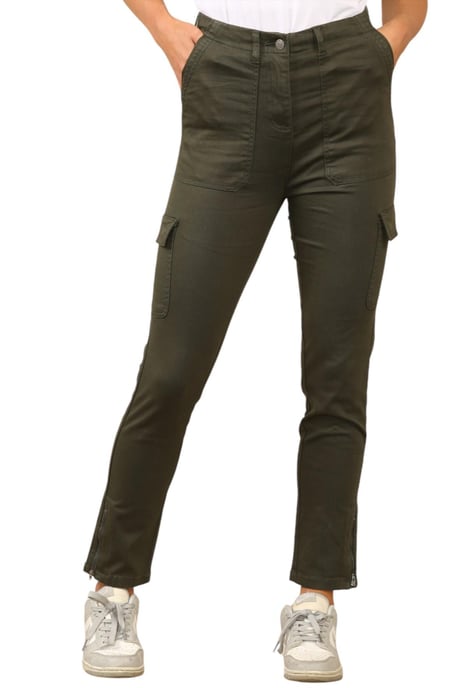 MYT Dames Cargo Chino Enkel Grazer Broek in Khaki - Image 1