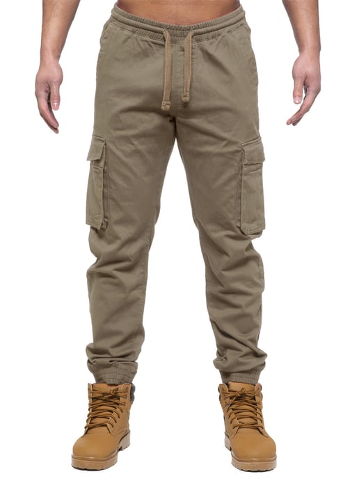 Enzo | Heren Cargo Jogger Jeans - Beige - Image 2