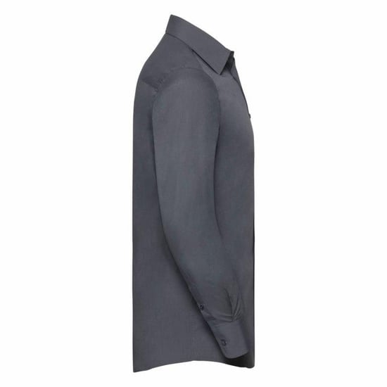 Russell Collectie Heren Lange Mouw Poly-Katoen Gemakkelijke Verzorging op maat gemaakt Poplin Shirt (Konvooi Grijs) - Image 3