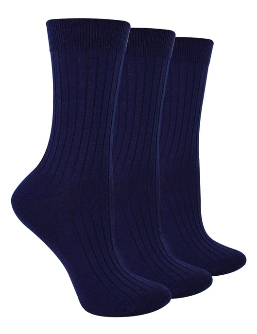 Steven - Dames 3 Paar Originele Merino Wol Sokken - Warme Wintersokken Multipack - Marineblauw - Image 1
