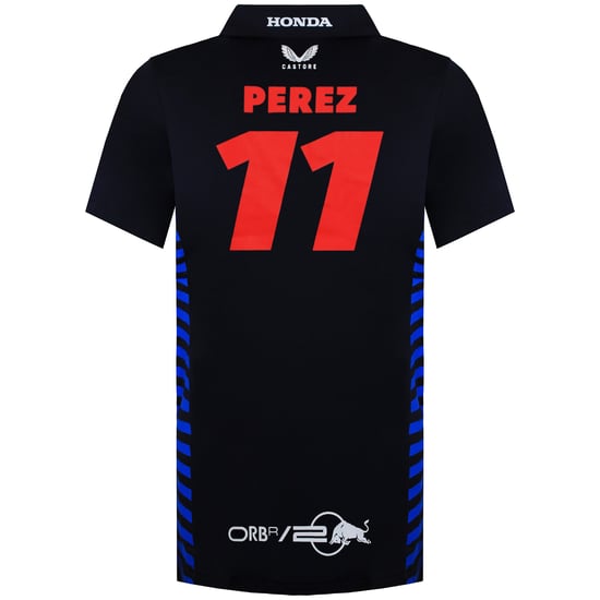 Red Bull Racing Official Teamline 11 Perez Mens Navy Polo Shirt - Image 2
