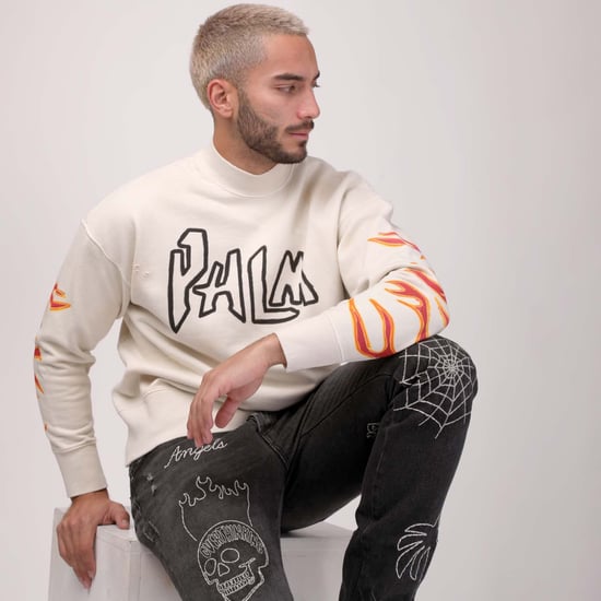 Heren Palm Angels Garment Dye Graffiti Flames Crewneck Sweatshirt in Off White - Image 4