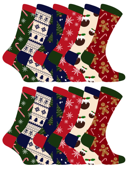 Nieuwigheid kerstsokken voor heren - 12 Pack - Image 1