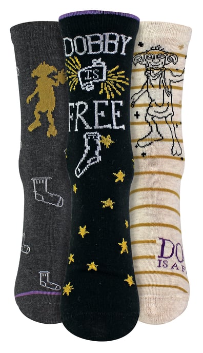 3 Paar Dames Dobby is Vrij Sokken | Novelty Harry Potter Sokken - Assortiment - Image 1
