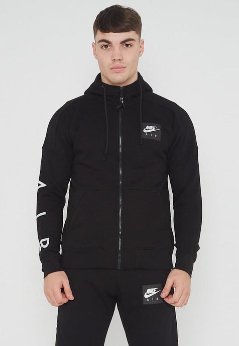Nike Air Fleece Heren Zip Through Hoodie In Zwart - Image 1
